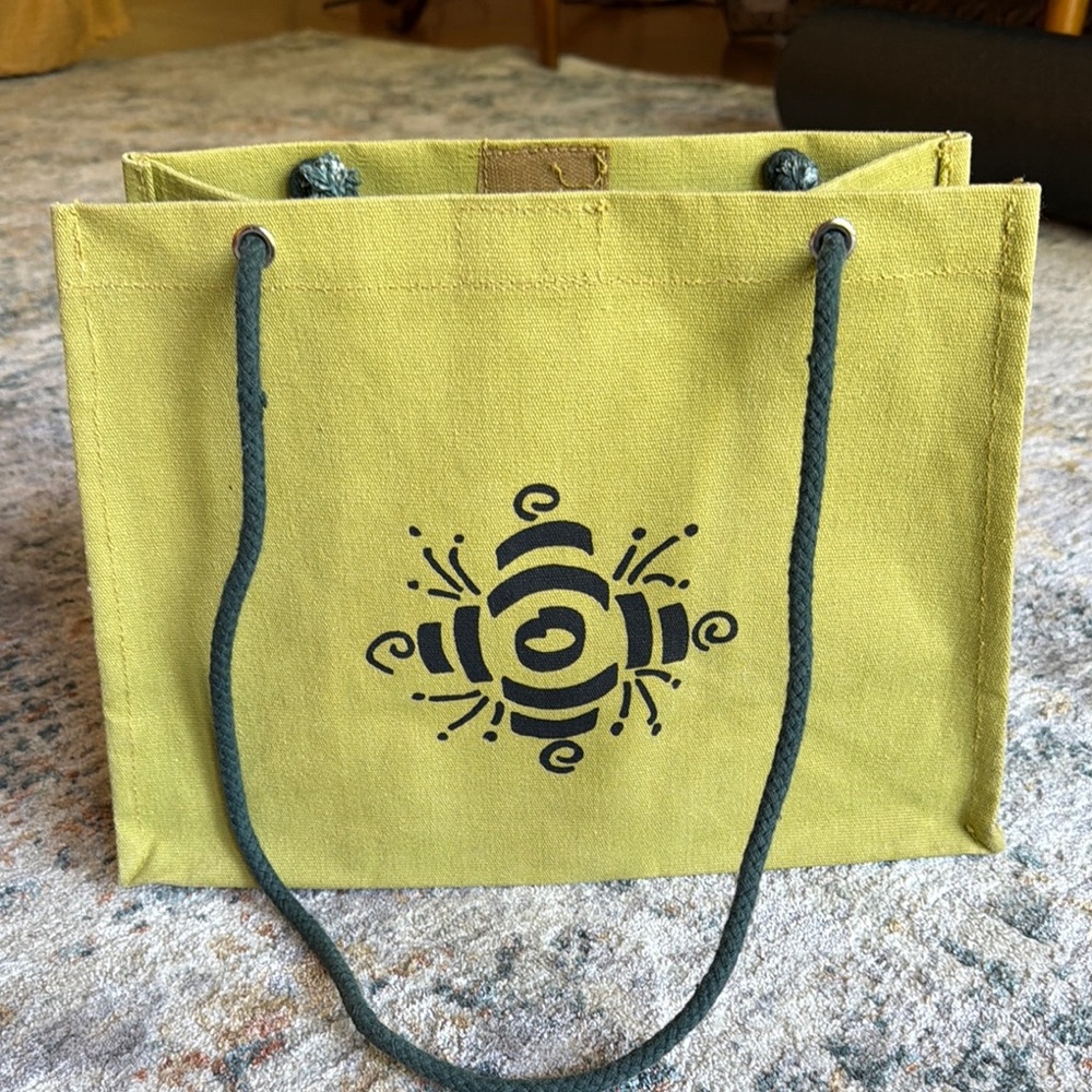 Canvas Tote Bag in Chartreuse with Black Print